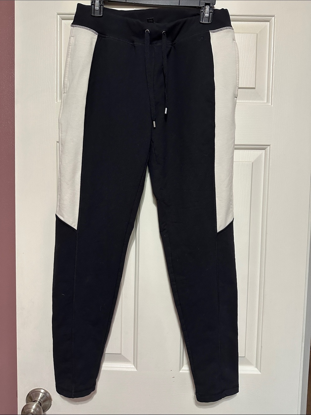 Lauren Ralph Lauren Black Joggers with cream Side Panels